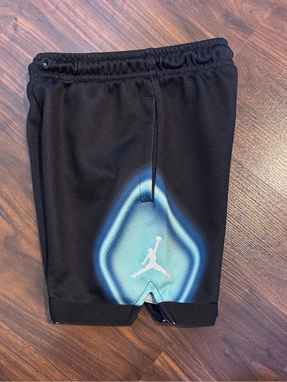 Jordan Kids Black Shorts with Blue Gradient Logo
